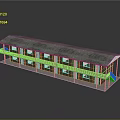 Two Story Building With Gray Roof White Railings Brown Walls And Front Porch