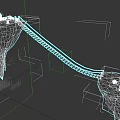 Micro Terrain with Floating Rock Platforms Wooden Bridge Small House Spherical Objects Waterfall and Stones