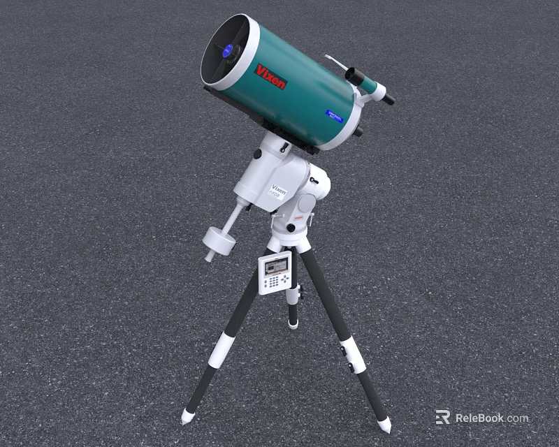 Green And White Commercial Telescope Equipment With Tripod Stand And Optical Mount 3d model 