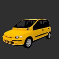 Modern Yellow Compact Car With Black Stripes And Silver Wheels Exterior