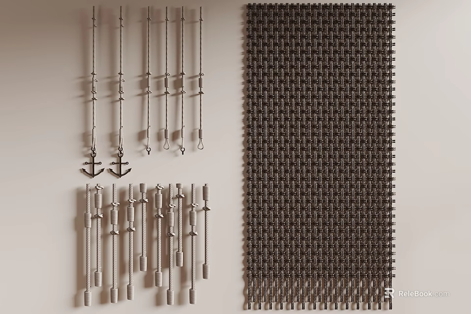 Various Decorative Metal Lines And Chain Link Patterns For Interior Design Projects 3d model