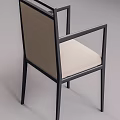 Stylish Modern Leisure Chair With Beige Fabric Seat And Black Metal Frame
