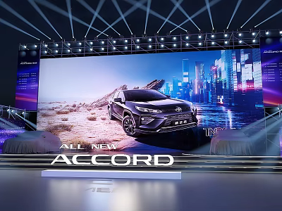 All New Accord Car Display On Stage With Lighting And City Desert Background 3d model
