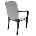 Modern Leisure Chair With Gray Fabric Seat Backrest And Black Armrests Legs