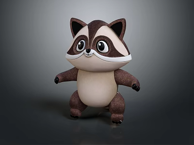 Cute 3D Cartoon Raccoon Character With Big Eyes And Standing Pose 3d model