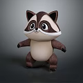 Cute 3D Cartoon Raccoon Character With Big Eyes And Standing Pose