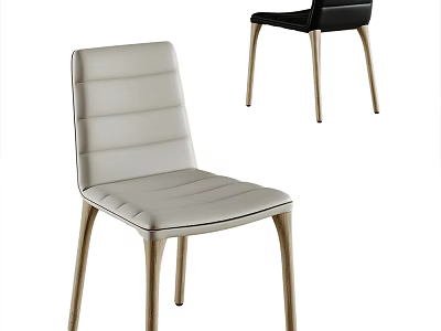 Modern Light Gray And Black Leather Dining Chairs With Golden Metal Legs 3d model