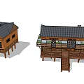 Traditional Wooden House With Sloped Rooftop Wooden Windows And Stilt Structure