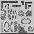 Intricate Decorative Carvings With Various Ornamental Patterns And Architectural Elements 3d model