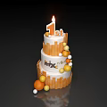 1st Anniversary Celebration Cake for Mixc with Three Layers and Orange Yellow Decorations