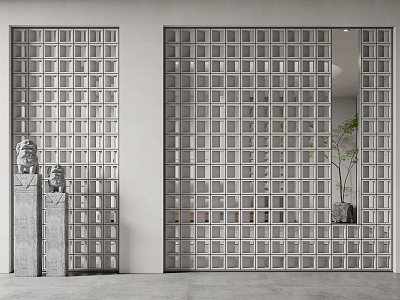 Modern partition cement brick partition model