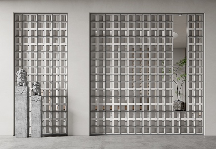 Modern partition cement brick partition 3d model