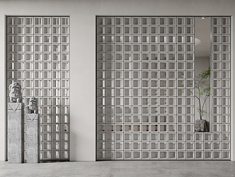 Modern partition cement brick partition 3d model