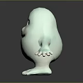 Cute White Round Game Movie Character With Green Eyes And Smile 3d model