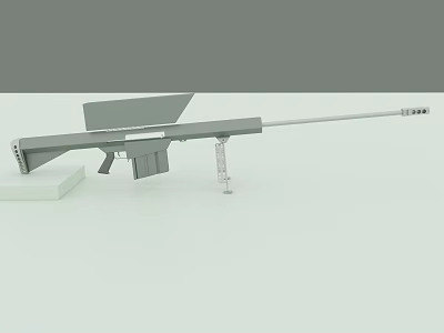 High Precision Metallic Sniper Rifle With Long Barrel Magazine And Support Stand 3d model