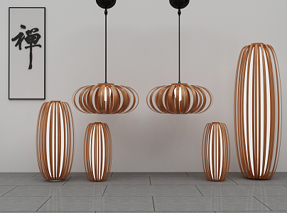 New Chinese-style lamps and lanterns combination lamps 3d model