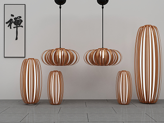 New Chinese-style lamps and lanterns combination lamps 3d model