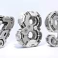 3D Numeric Characters 7 8 9 Mechanical Design With Intricate Gears And Metallic Components