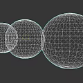 Three Spherical Sculptures With Blue Purple Dark Blue Shiny Surface Design
