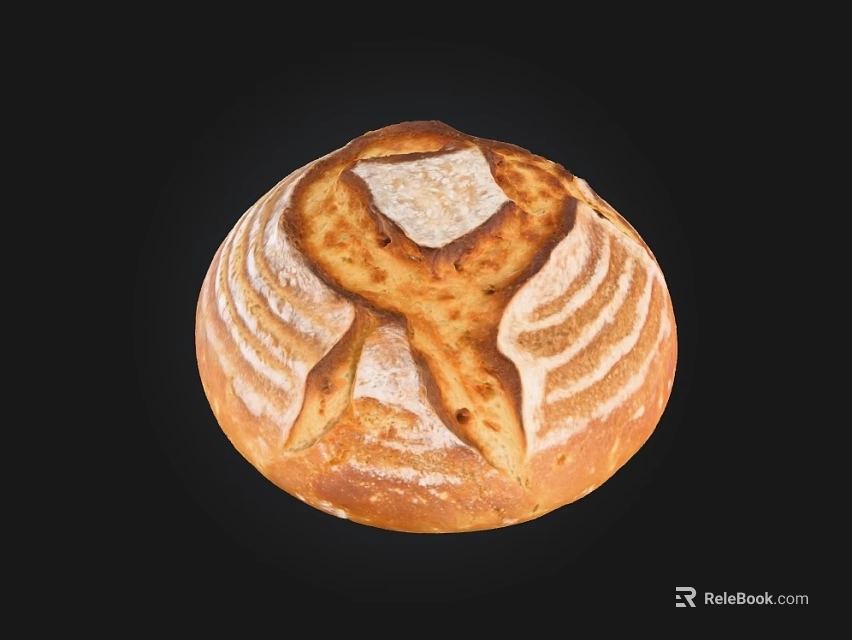Artisan Handmade Bread With Golden Crust And Intricate Surface Pattern 3d model 