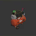 Industrial Red Air Compressor With Black Motor Mobile Wheels And Storage Air Tank