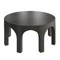Modern Black Round Coffee Table Featuring Solid Top And Arched Legs Design 3d model