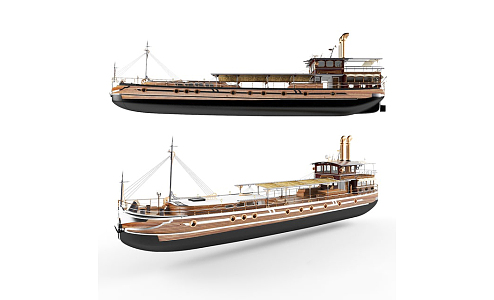 modern ship steamer wooden boat 3d model