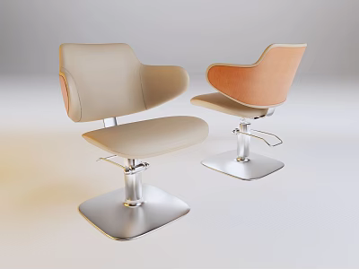 Modern Massage Chairs With Beige And Orange Upholstery And Metal Bases 3d model