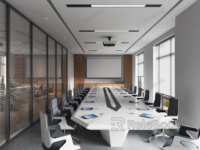 Modern Meeting Room Company Meeting Room Smart Meeting Room Meeting Table Meeting Chair White Minimalist Meeting Table model