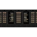 Modern Black Wine Cabinet With Glass Doors And Storage Shelves For Wine Bottles