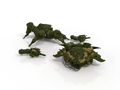 Green Mechanical Insect Models Featuring Botanical Textures And Futuristic Design Details 3d model