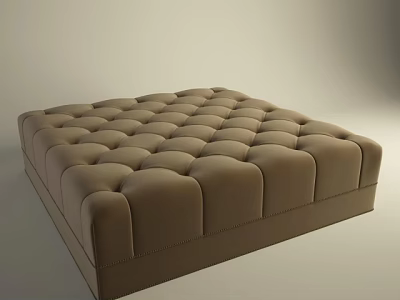 Classic Brown Tufted Ottoman With Button Detail For Living Space 3d model