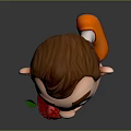 Happy Cartoon Boy Character Walking With Fresh Red Apple In Hand