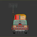 Cartoon Style Green Off Road Vehicle With Red Bumper Yellow Roof And Antenna