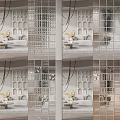 Elegant Contemporary Wall Design With Decorative Metal Grilles And Mirror Panels In Living Area