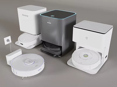 Efficient Modern Intelligent Robotic Vacuum Cleaners With Charging Docks And Accessories 3d model