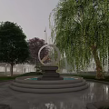 Park Landscape with Diverse Trees Winding Paths and Central Green Area