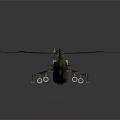 Detailed Military Camouflage Helicopter With Rotors Weapons And Reflective Surface On Dark Background