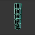Stacked Teal Cubes With Circuit Board Patterns And Reflective Surfaces