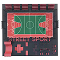 Modern Basketball Court Design With Green Playing Surface And Red Bleacher Seats