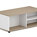 Modern White And Light Wood Sideboard With Glass Doors And Open Shelves Storage Cabinet