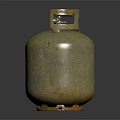 Old Rusty Metal Gas Cylinder With Stand On Dark Background