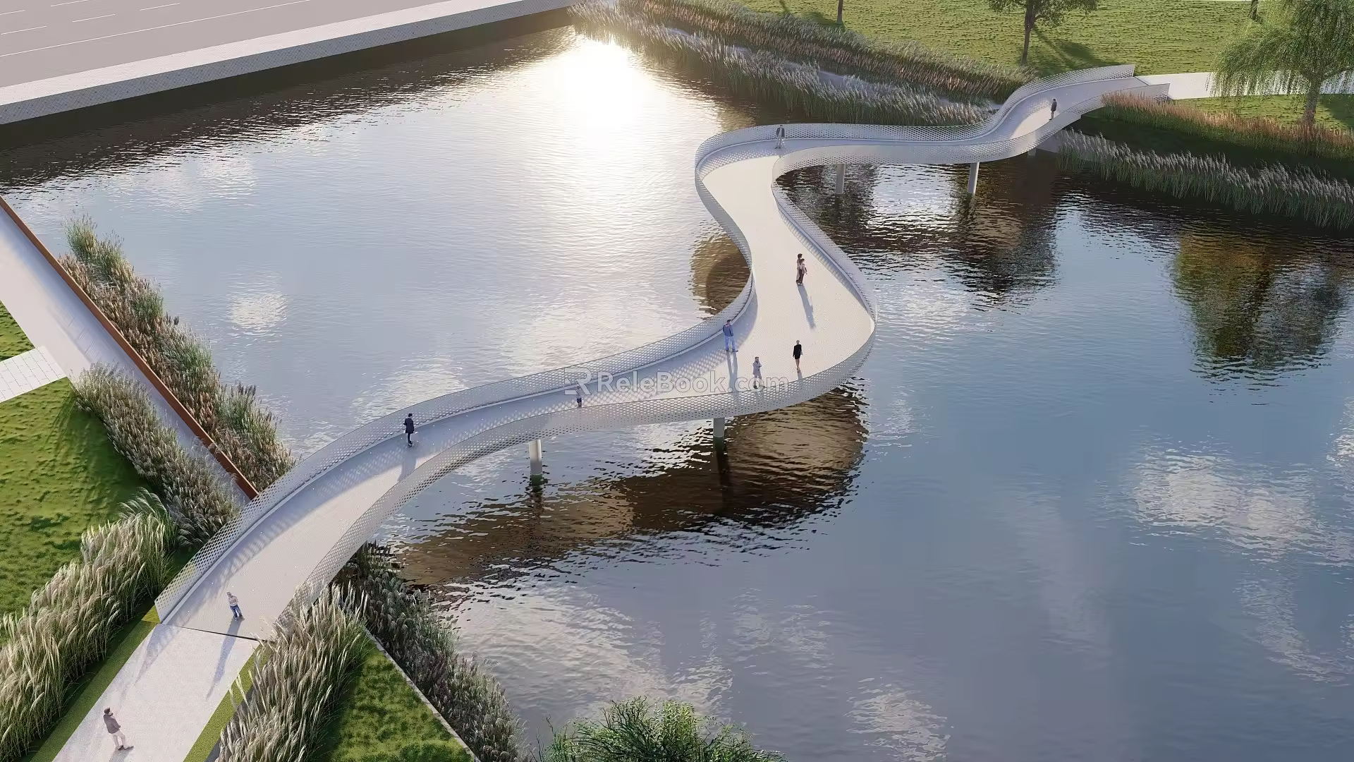 Modern bridge with site 3d model