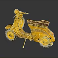 Vintage Yellow Scooter Classic Motorcycle With Brown Seat And White Rim Wheels