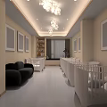 Elegant Nurse Station Interior With Reception Desk Marble Wall And Green Plant
