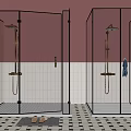 Modern Bathroom Shower Design With Glass Enclosures Brown White Tiled Walls And Checkered Floor