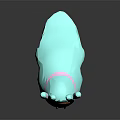 Cute Game Movie Character With Blue Pink Body Round Shape And Horns Design