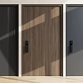 Modern Security Doors With Wooden Texture Black And Gray Color Finishes