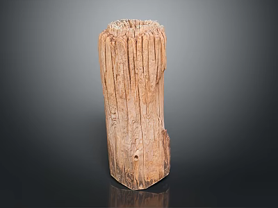 Natural Wooden Column Decorative Piece With Textured Surface And Handcrafted Details 3d model