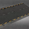 Asphalt Road With White Lane Markings And Yellow Black Speed Bumps
